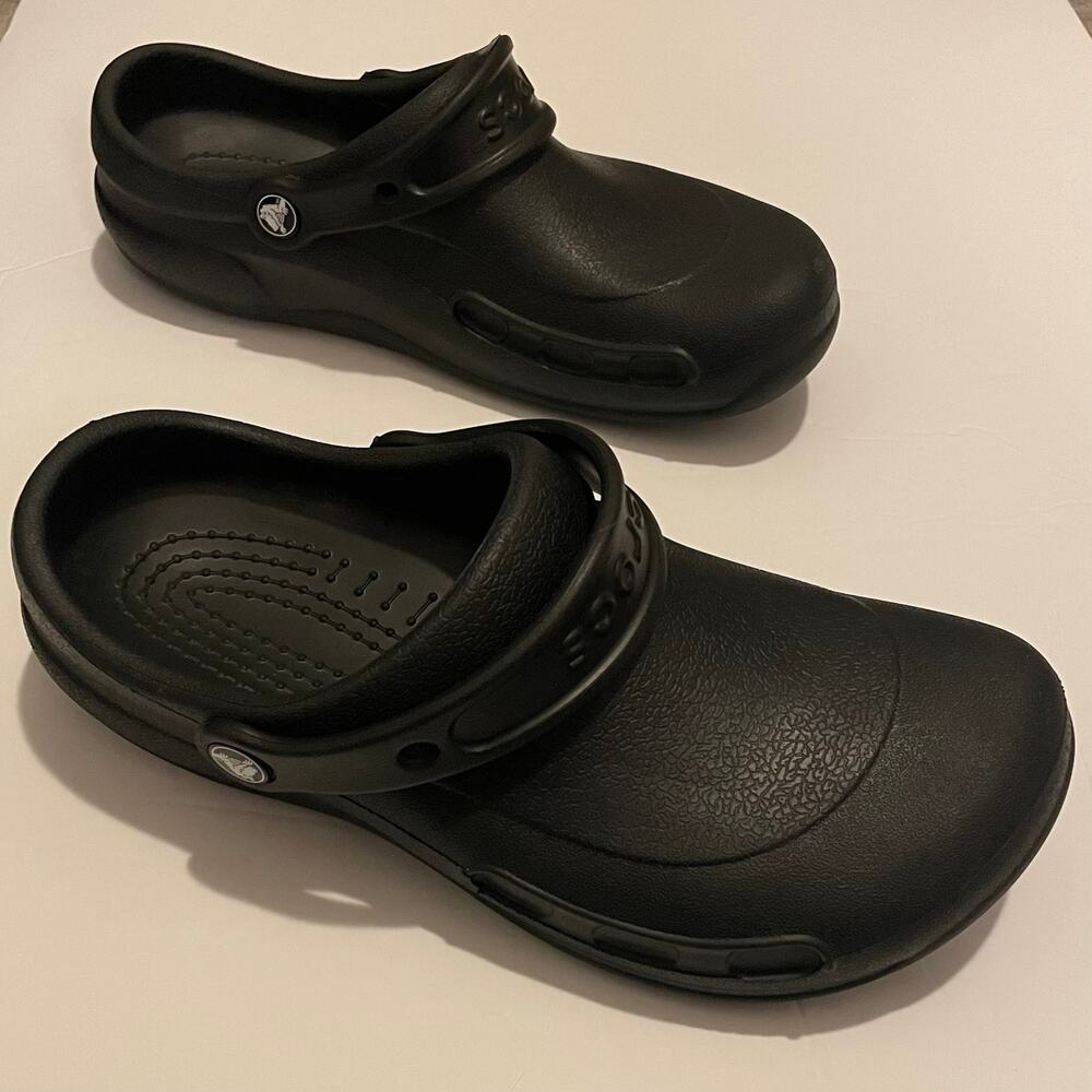 Crocs At Work Bistro Black Comfort Non-Marking & Slip-Resistant Clog Shoes M7/W9